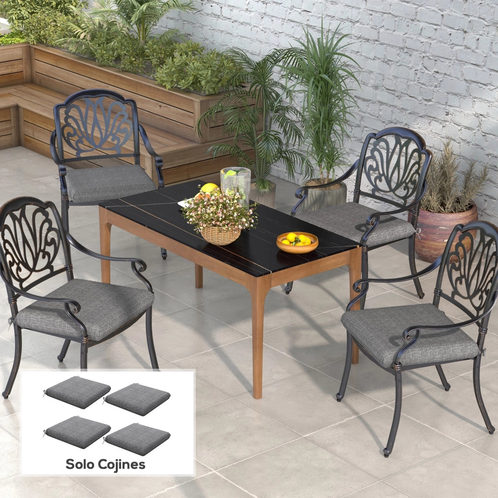 Set 4 Cuscini per Sedie da Pranzo ¨C Xylo ¨C Impermeabili 47x47x7cm Grigio
