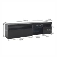 Mobile TV in stile moderno con pannello luminoso e illuminazione LED variabile, per soggiorno e sala da pranzo, Nero