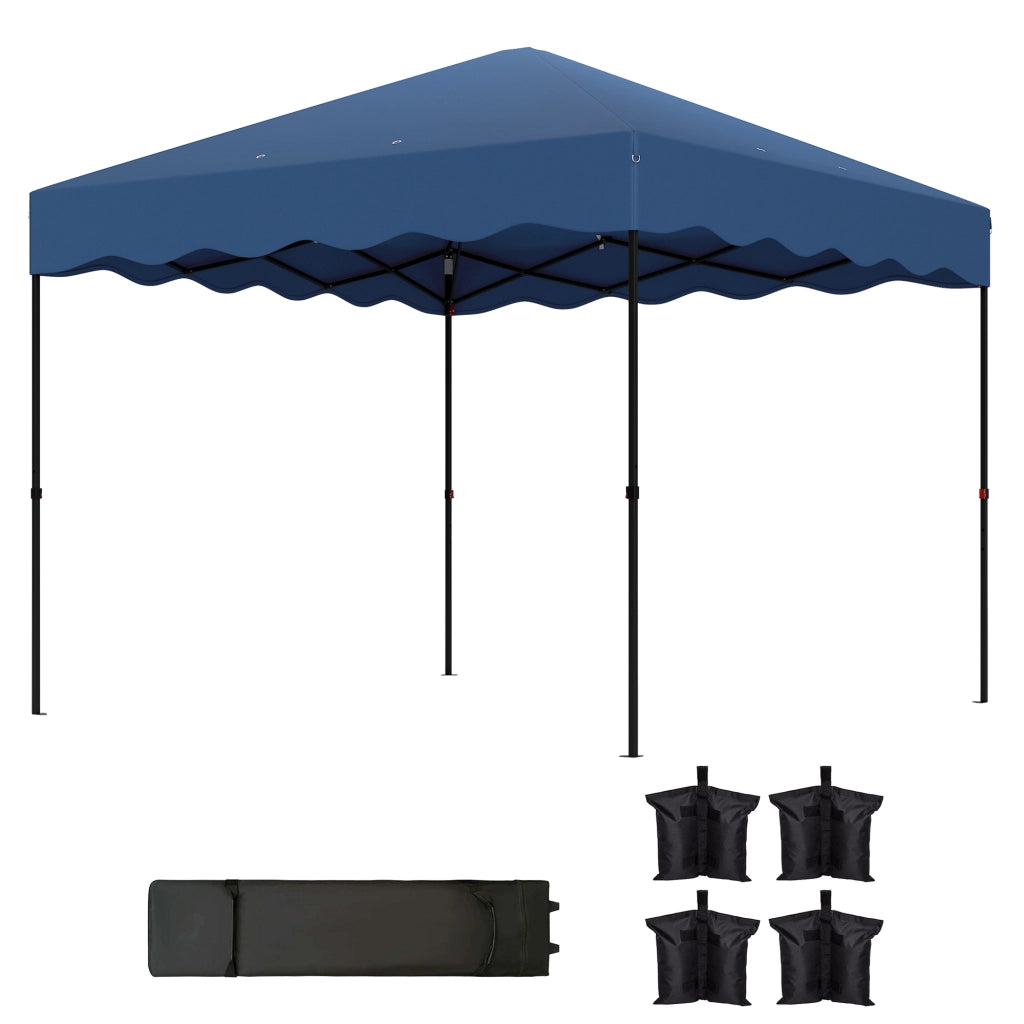 Tenda da Giardino Pieghevole 3x3m ¨C zephmum ¨C Blu Scuro con Protezione UV e Ruote