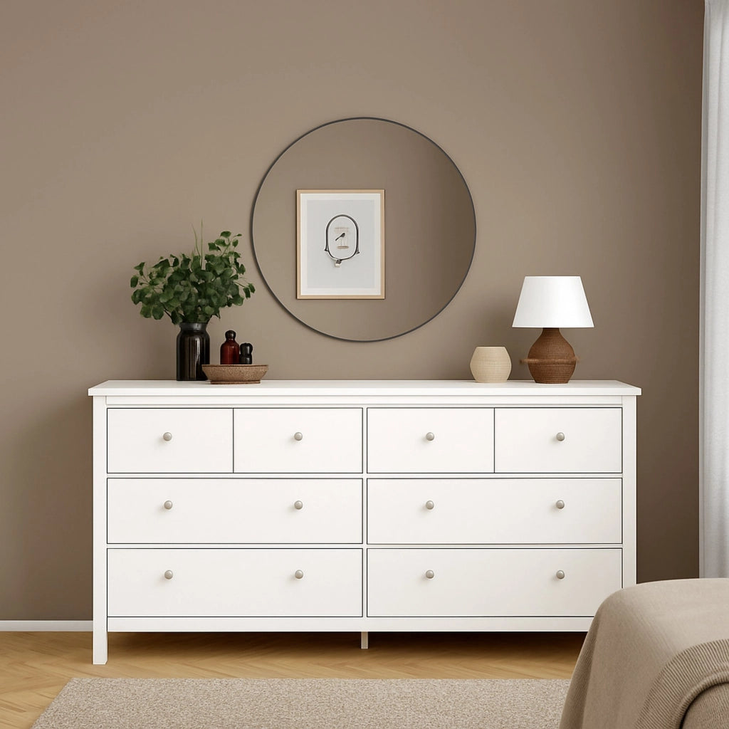 Credenza Kovsova, Buffet da soggiorno, Madia da salotto, Dispensa da cucina, 160x38 h80 cm, Bianco
