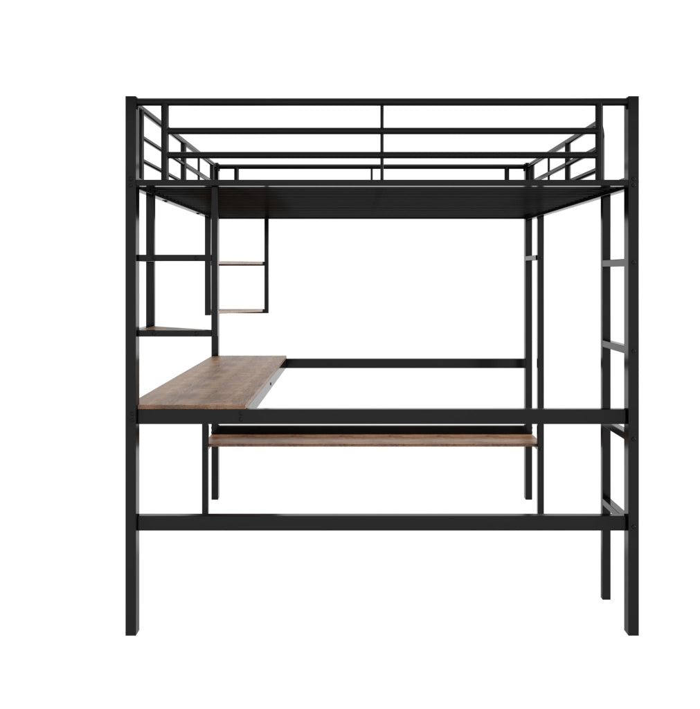 Letto a soppalco 140x200 cm con scrivania e libreria