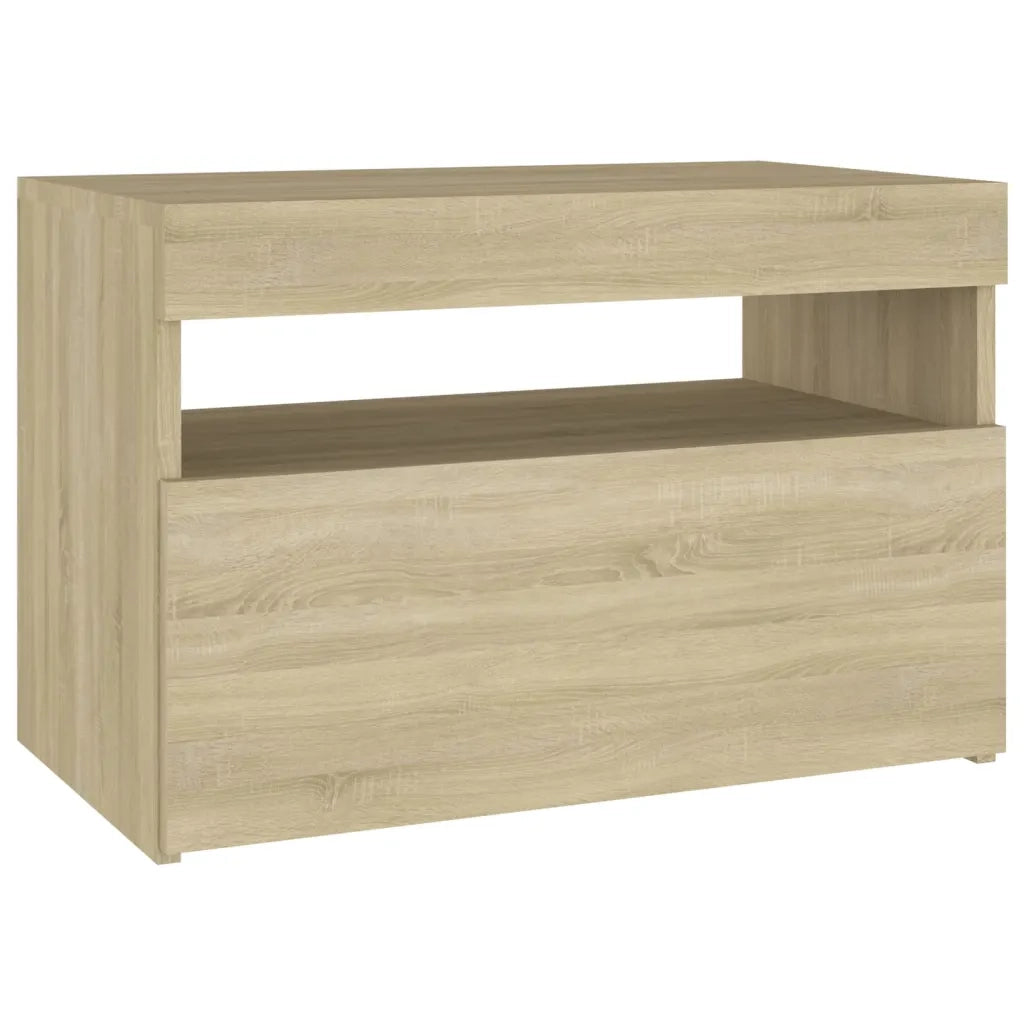 Comodini con Luci LED 2 pz Rovere Sonoma 60x35x40 cm 3082781