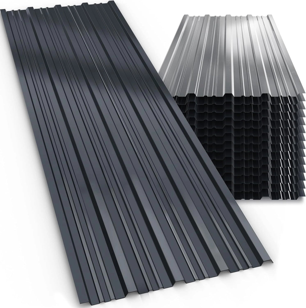® 14x Lamiere Zincate Profilate110x46cm =7m² Lastre Trapezoidali Pannelli Copertura in Metallo Tetto Tettoia Lamiera Grecata Antracite
