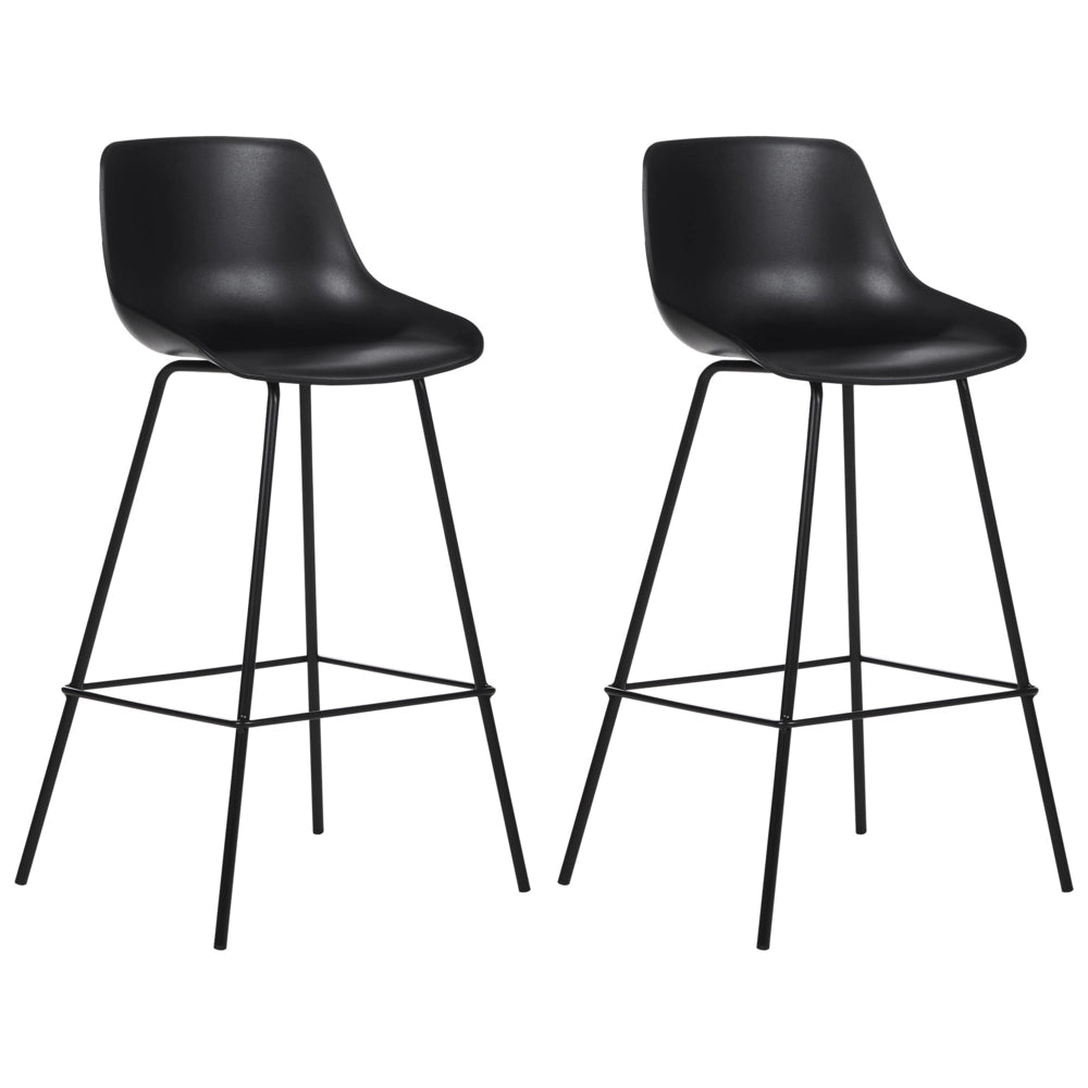 Set di 2 sedie da bar Seduta in plastica nera Sgabelli da bar altezza banco Gambe in metallo