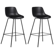 Set di 2 sedie da bar Seduta in plastica nera Sgabelli da bar altezza banco Gambe in metallo