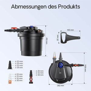 CPA-5000 Filtro a pressione per laghetto con UVC da 11 W integrato Per max 8.000 litri