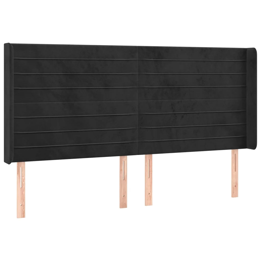 Letto a Molle con Materasso e LED Nero 160x200 cm in Velluto