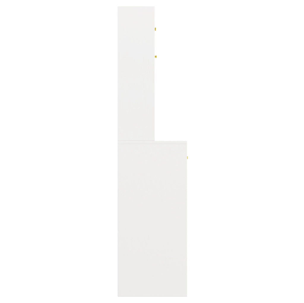Credenza cucina 120x45x180 cm con piano di lavoro; ganci e 2 cassetti in MDF bianco