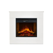 Camino elettrico caminetto da terra in legno bianco Made in Italy MICHELANGELO 96x36x90h