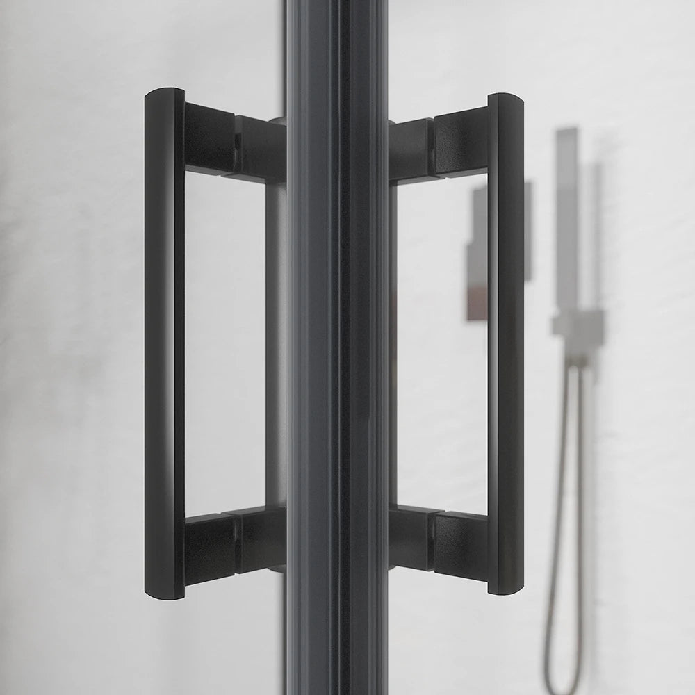 Box doccia nero opaco 3 lati 70x90x70 cm con doppio scorrevole h190 cm e vetro trasparente 6 mm | Tremiti