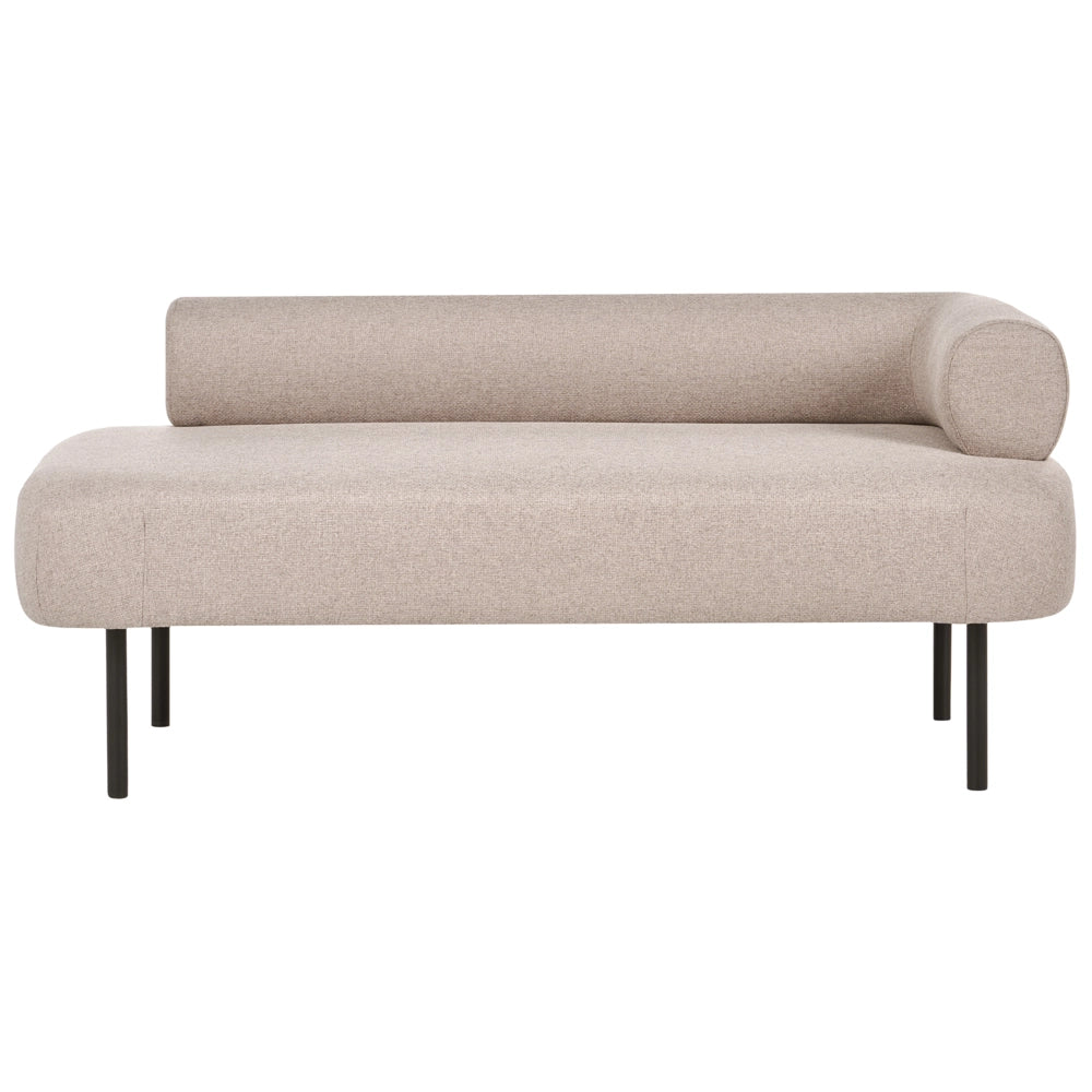 Chaise Lounge marrone chiaro destro in tessuto poliestere con cuscini decorativi Gambe in metallo Soggiorno di design moderno