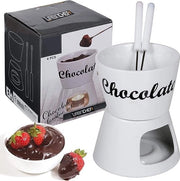 Set di fonduta per Natale - Fonduta al cioccolato - Bianco - 2 Forchette