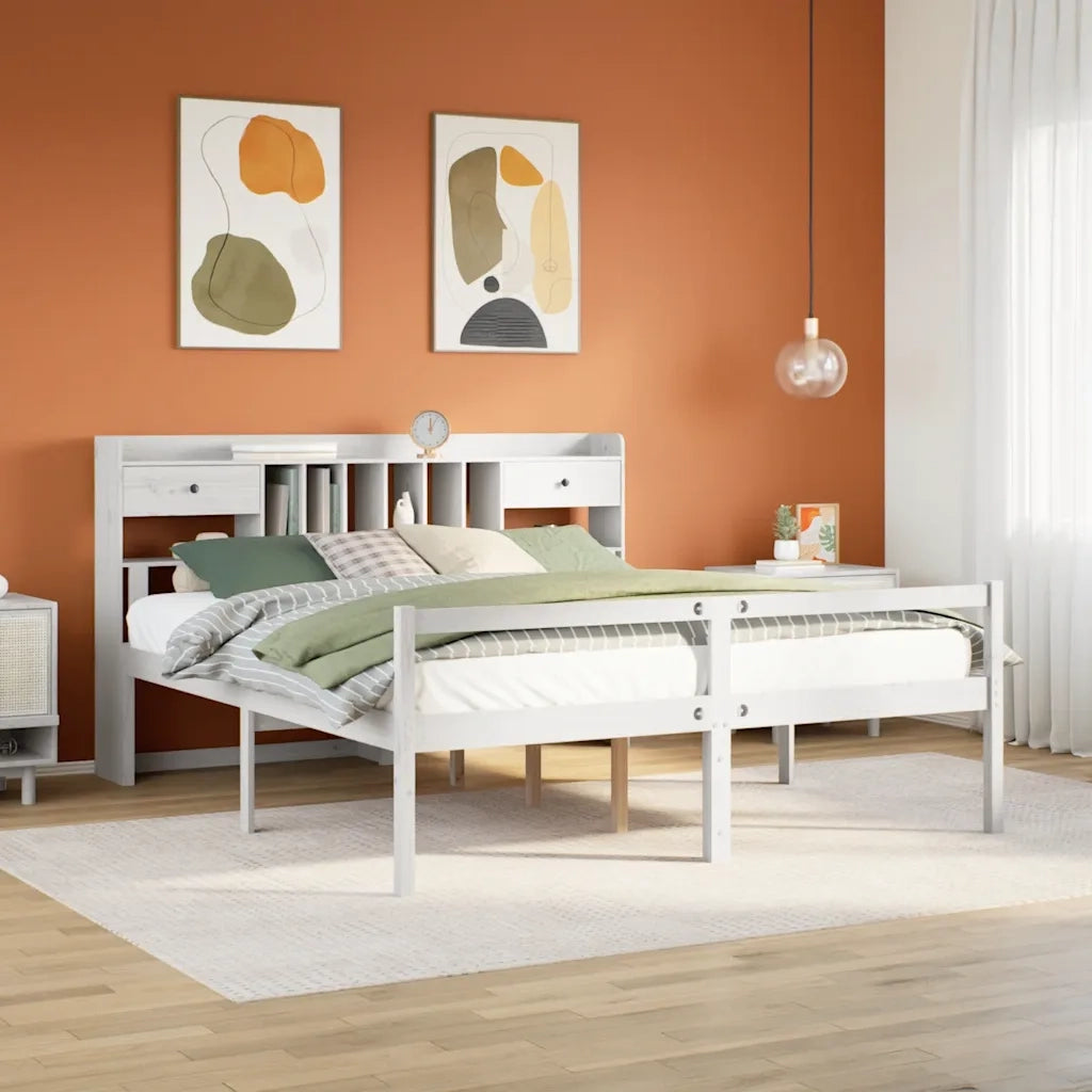 Giroletto con Libreria senza Materasso-Struttura Letto con contenitore 180x200 cm in Legno Pino 703607