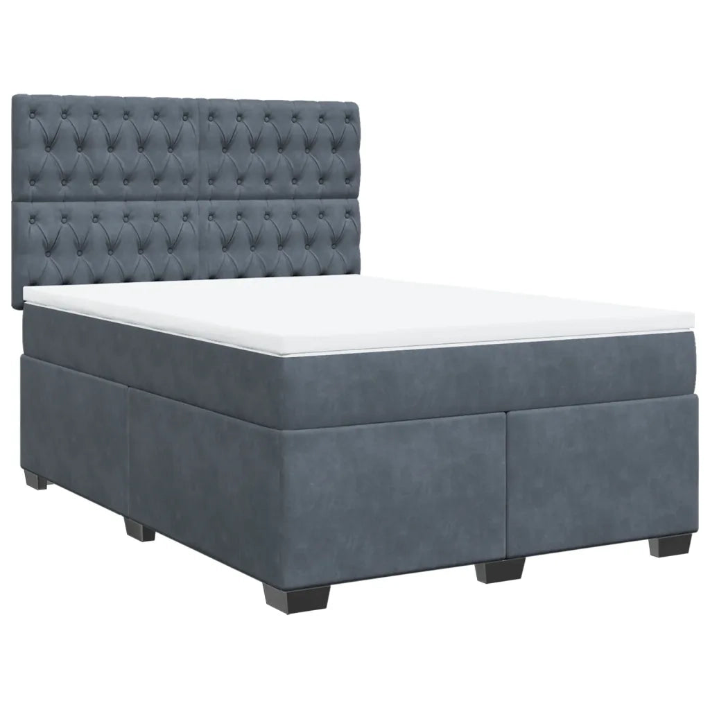 Giroletto a Molle con Materasso Grigio Scuro 140x190 cm Velluto 3290913