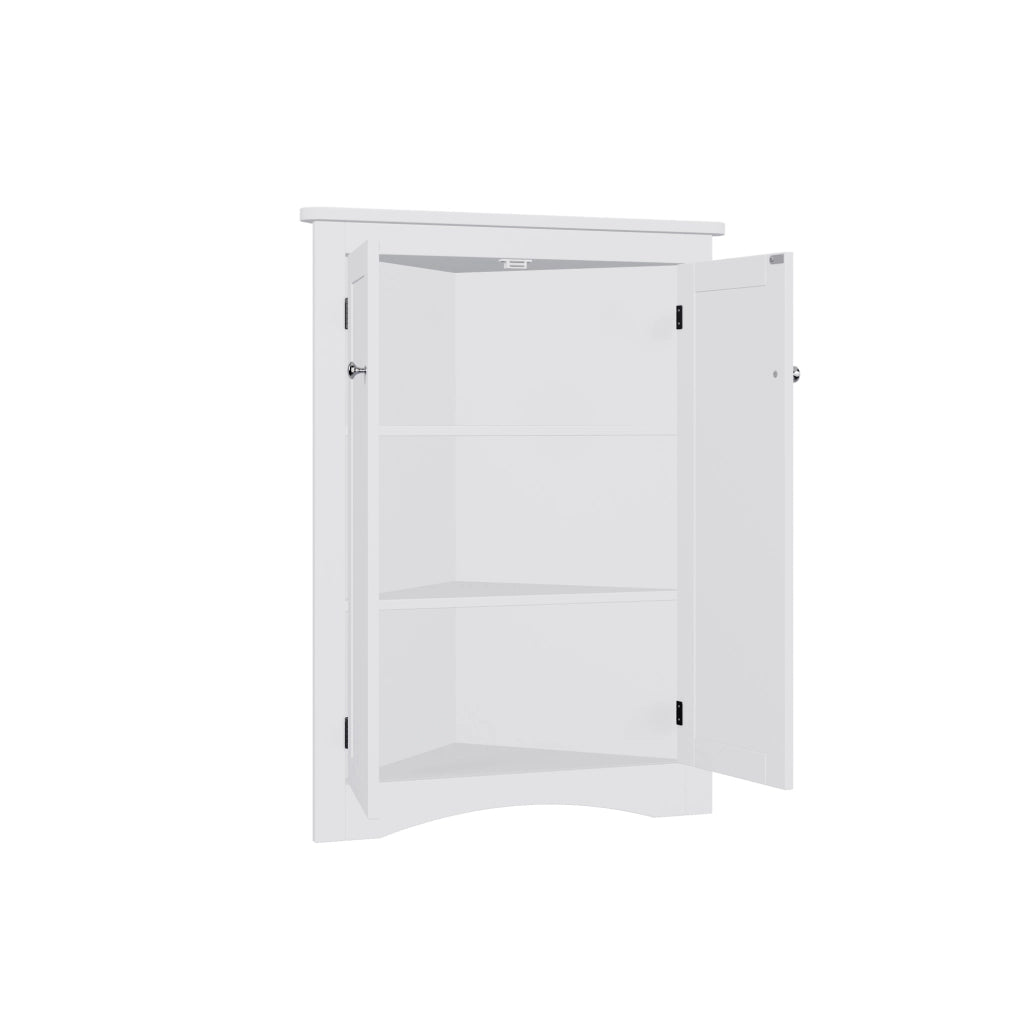 Armadio angolare bianco in MDF a 2 ante, 3 livelli, 61,5 x 80 cm