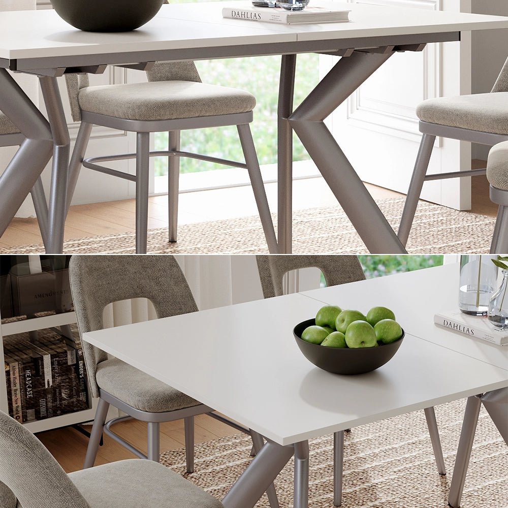 Vicco Tavolo da pranzo Bianco/Grigio 140 x 90 cm Estensibile
