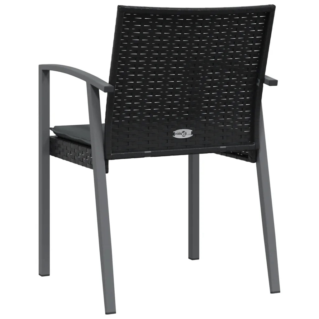 Sedie da Giardino con Cuscini 4pz Nere 56,5x57x83 cm Polyrattan 3187079
