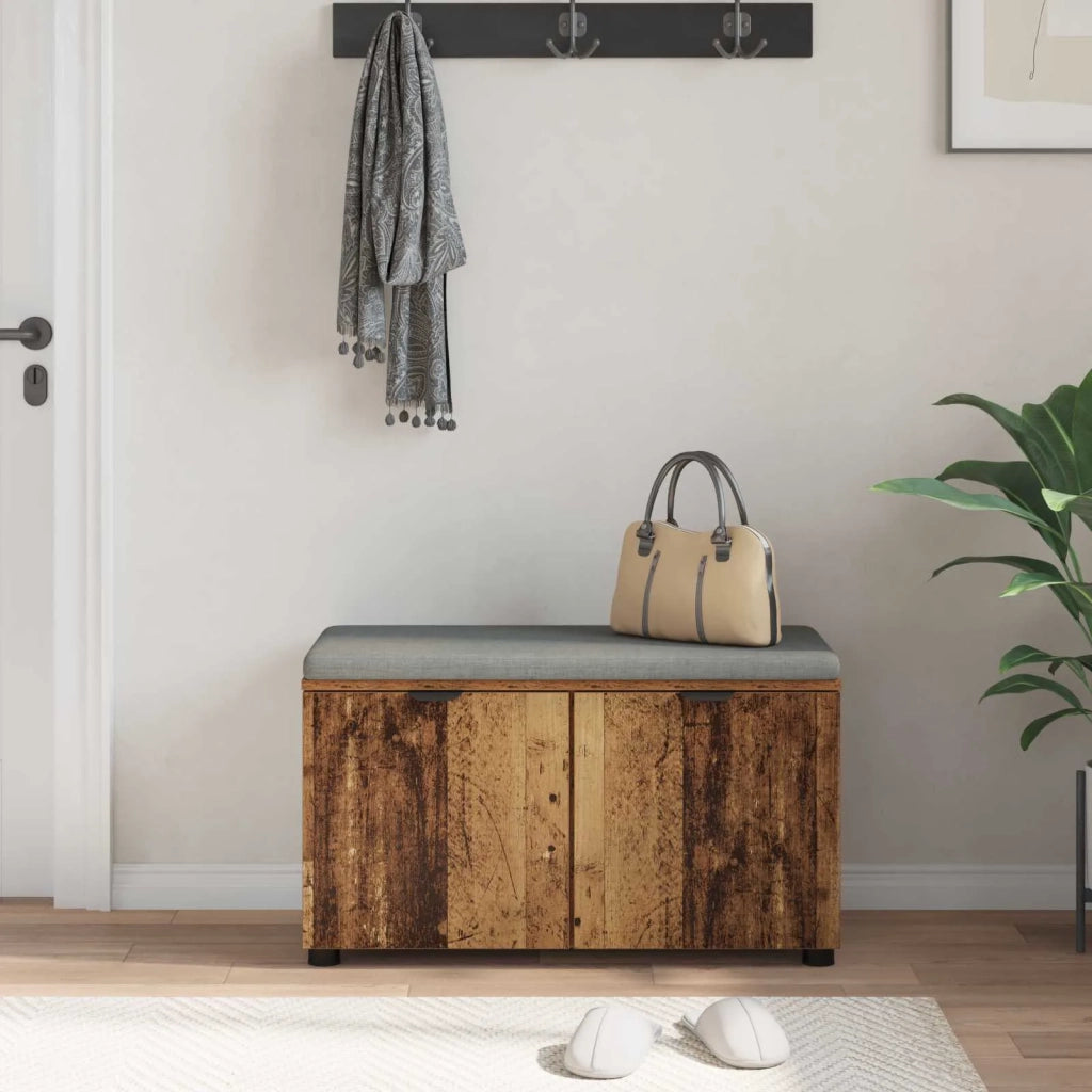 Panca per ingresso con cuscino Legno vecchio 80 x 38 x 46 cm