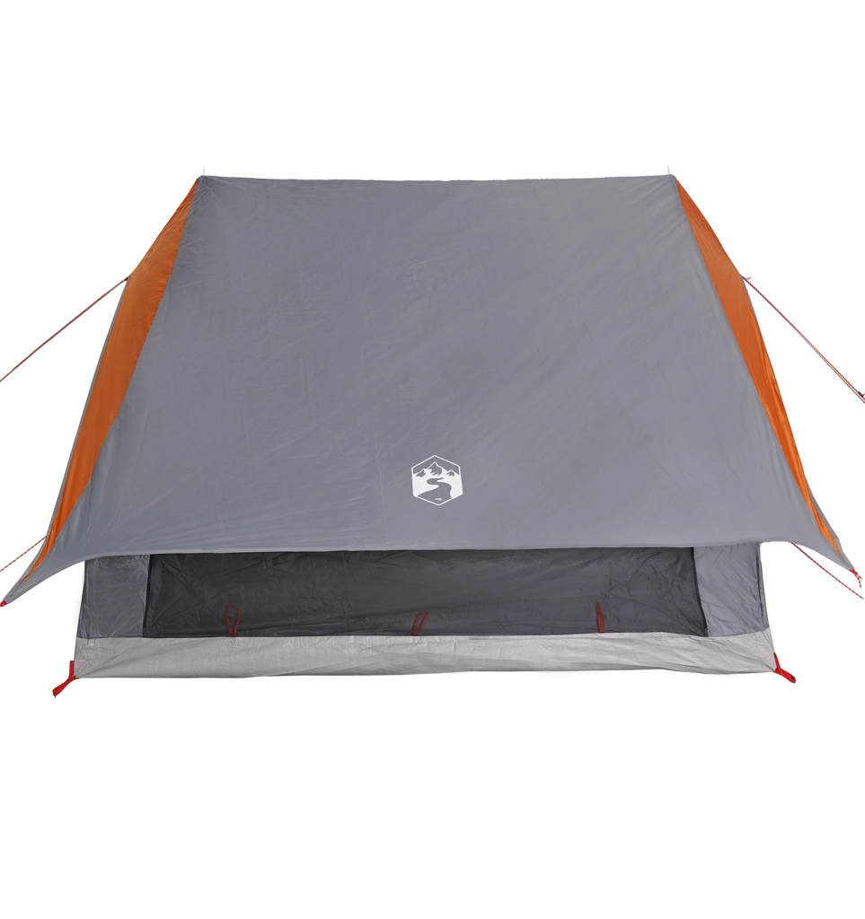 Tenda da Campeggio a Forma di A per 5 Persone Impermeabile Grigia e Arancione