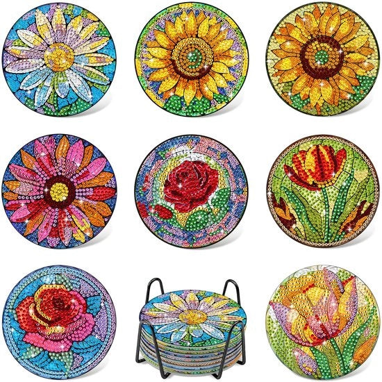 8 accessori per Diamond Painting con base e supporto, fiori per Diamond Painting per adulti, accessori per Diamond Painting, accessori per DIY con superficie antiscivolo per principianti e adulti
