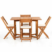 Set tavolo e 4 sedie da esterno in legno richiudibile 110x90 cm Vittoria