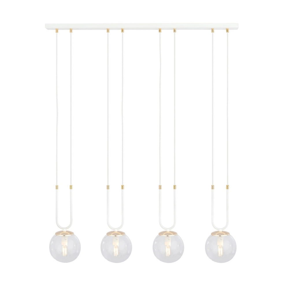 Lampada a sospensione GLAM in acciaio bianco e vetro