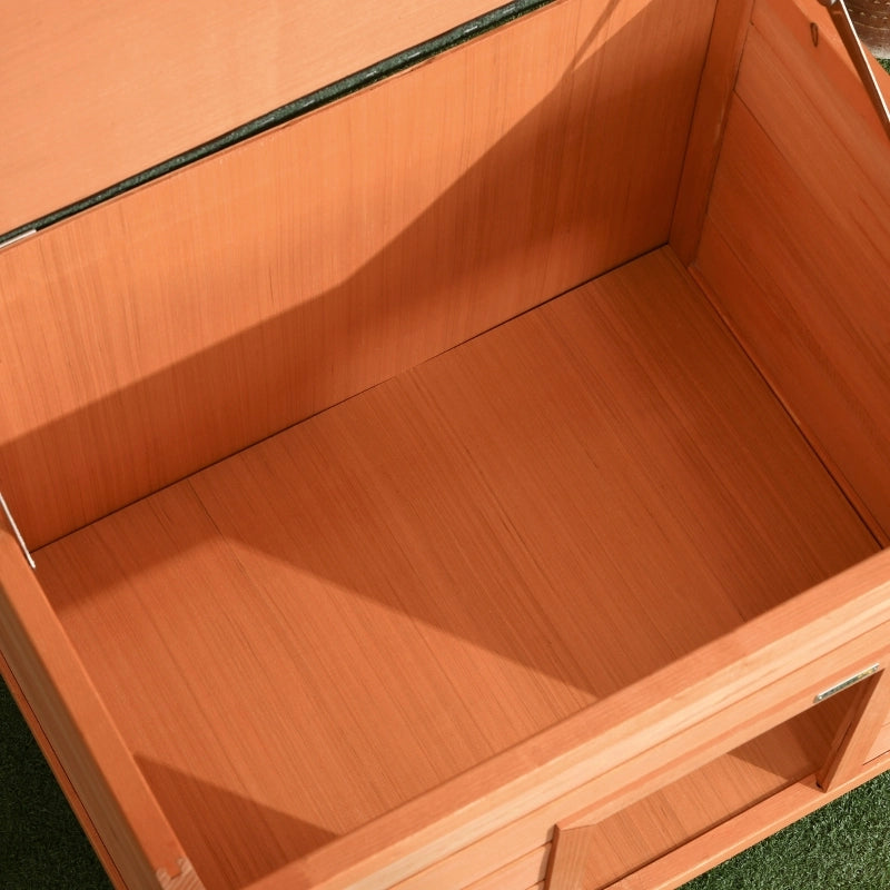 Casetta da giardino per cani in legno stile baita con tetto protettivo e fondo rialzato gialla 82 × 58 × 58 cm