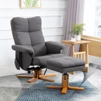 Poltrona Relax con Poggiapiedi, Inclinazione a 145°, in Poliestere, 80x86x99 cm, Grigio