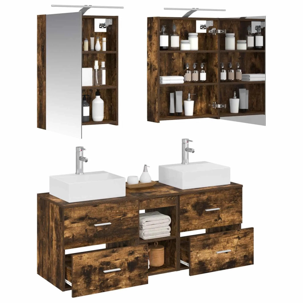 Set di mobili per il bagno 5 pcs Rovere Fumo 3406795