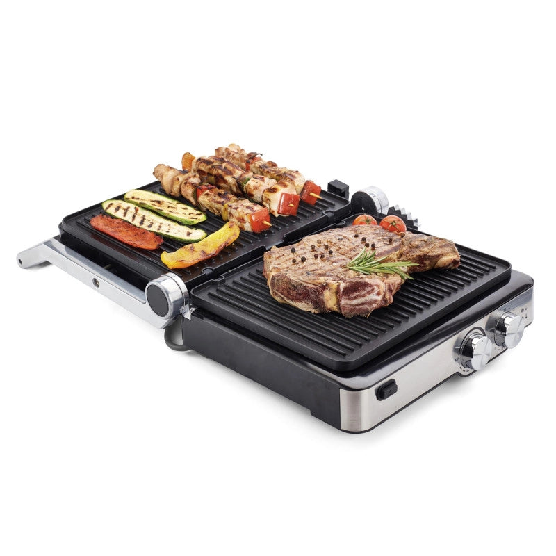 Griglia Elettrica - Piastre Antiaderenti Removibili - 5 Temperature - 2000 Watt - Acciaio Inox