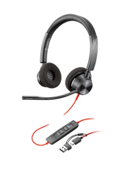 HP Poly Cuffie stereo Poly Blackwire 3320 con connettore USB-C, certificate per Microsoft Teams + adattatore USB-C/A