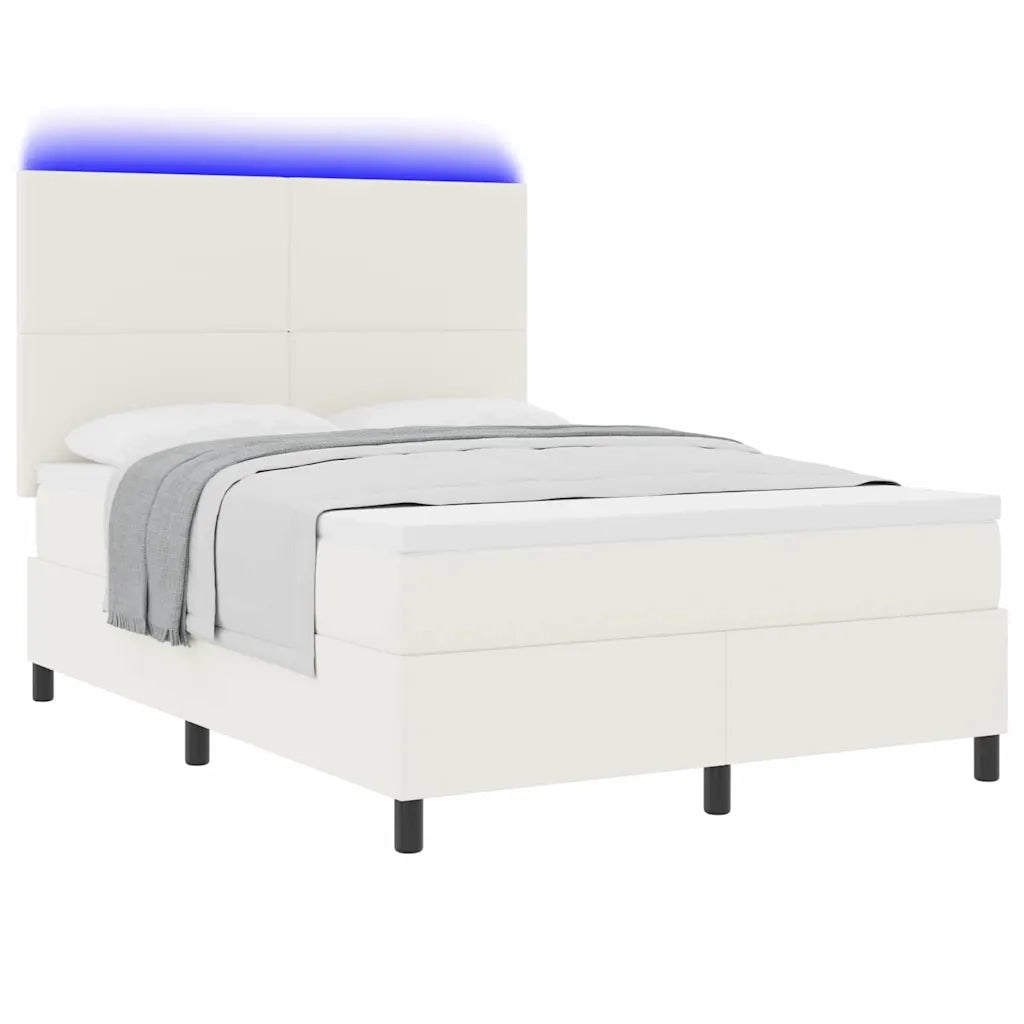 Letto a Sorgente LED con testiera Crema e Bianco 160 x 200 cm 3337653