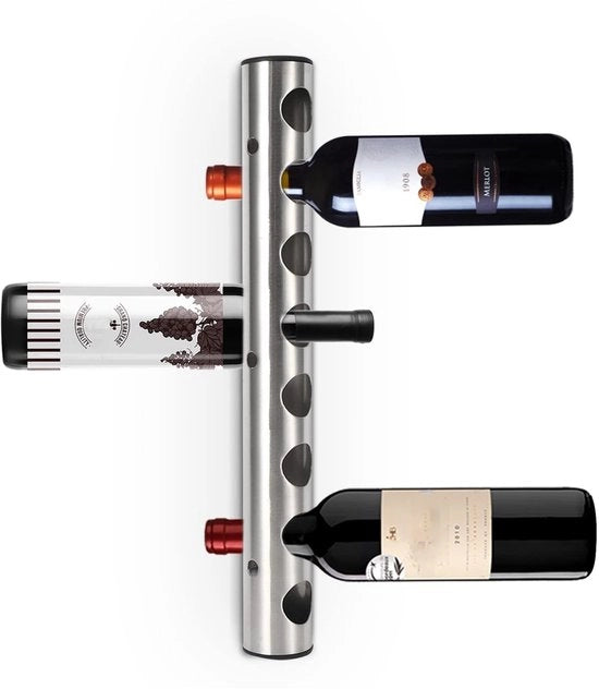 Supporto vino da parete in acciaio inossidabile - capienza 8 bottiglie - decorazione elegante per parete - risparmio di spazio - supporto vino da parete.