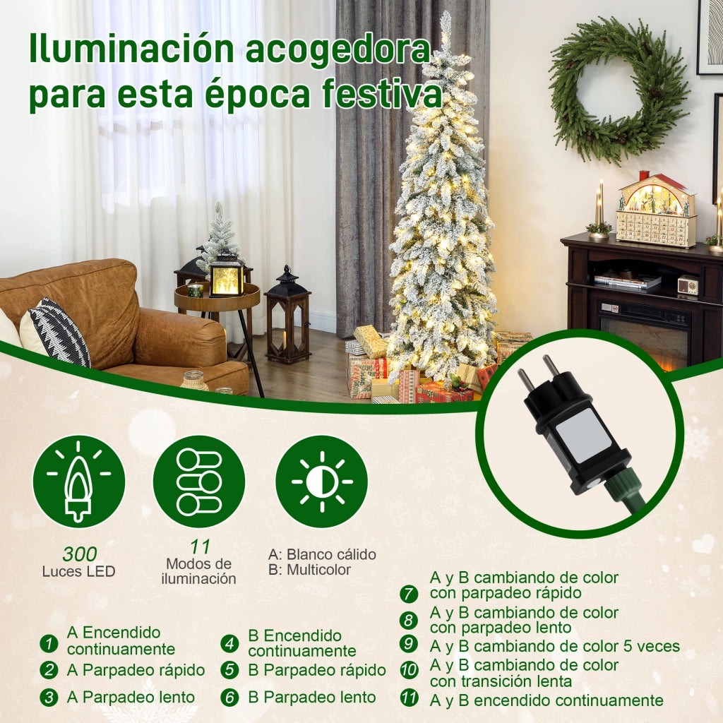 Albero di Natale Stretto con Luci LED ¨C zephmum ¨C Verde 180 cm 540 Rami
