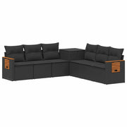 Set di divani 7 pcs Nero Rattan sintetico e Acciaio 3448868