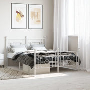 Giroletto con Testiera e Pediera-Struttura Letto Metallo Bianco 140x190 cm 810748