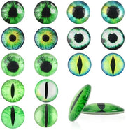 Occhi di Vetro 25mm Verde - 20 Pezzi - Occhi di Sicurezza - Cabochon - Progetti Artigianali a Mano - Vetro Duraturo - Occhi di Poppe