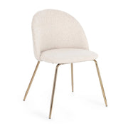 Set di 4 Sedie Imbottite in Tessuto Bouclé con Gambe in Acciaio Nero - GABRI