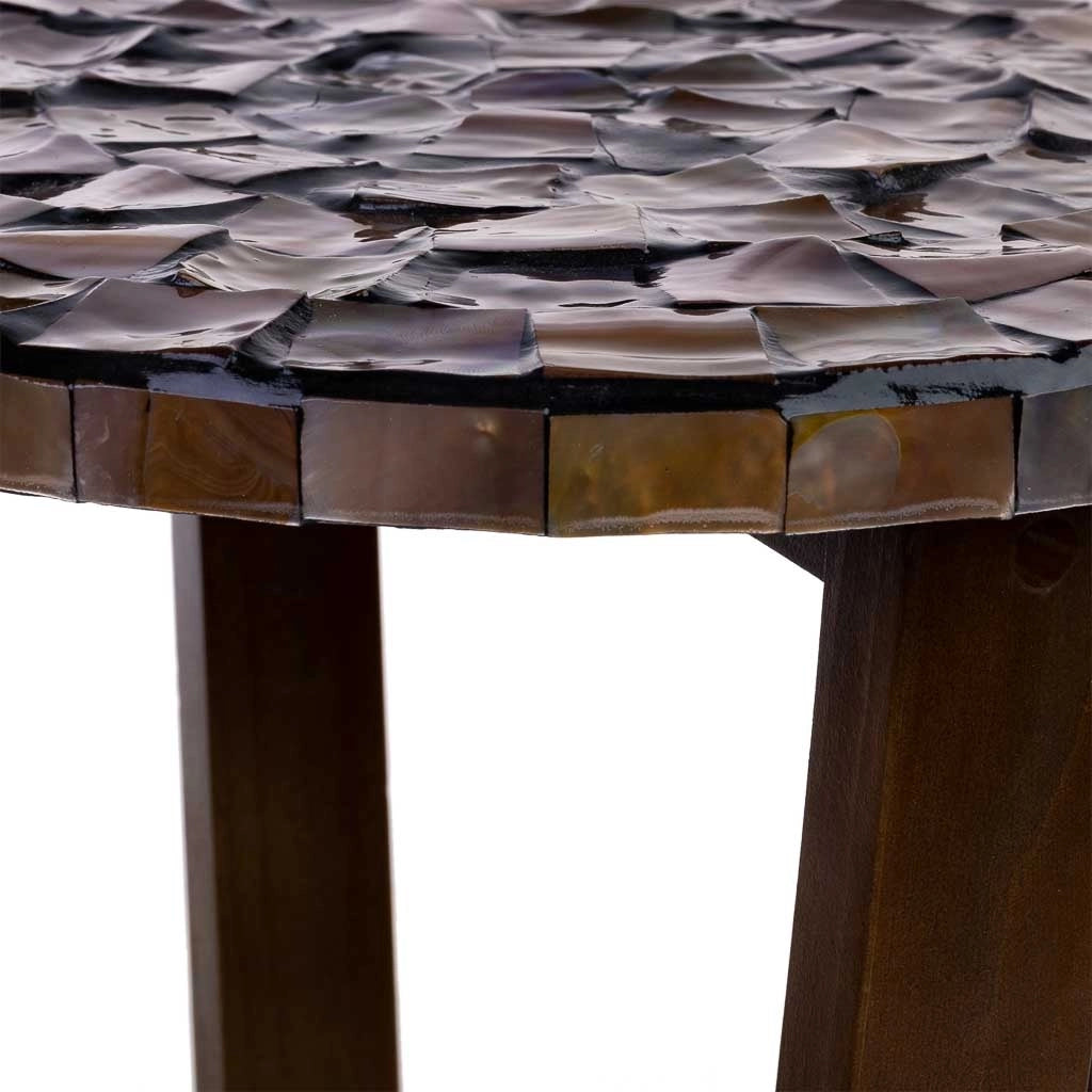 Tavolino in legno e madreperla marrone d36x40h cm