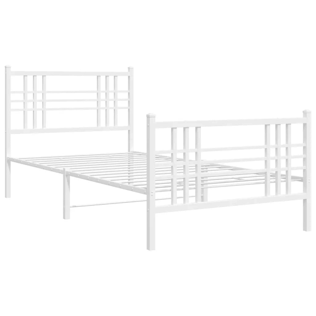 Giroletto con Testiera e Pediera Metallo Bianco 107x203 cm 376387