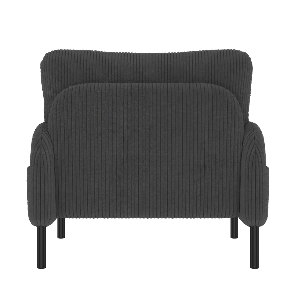 Set divano 2 posti; poltrona e pouf in velluto a coste; grigio