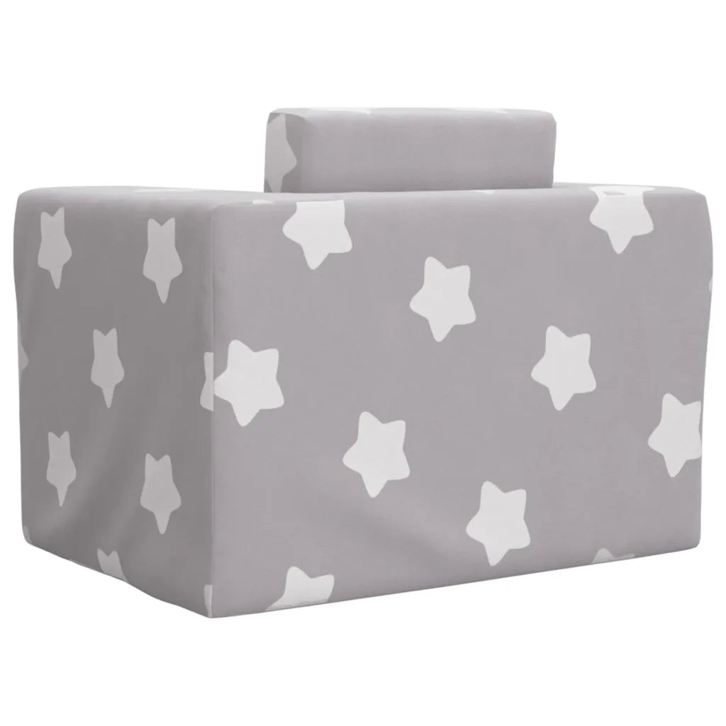Divano Letto Bambini Grigio Chiaro con Stelle-Sofa Letto-Daybed-Divanetto Morbido Peluche 525419
