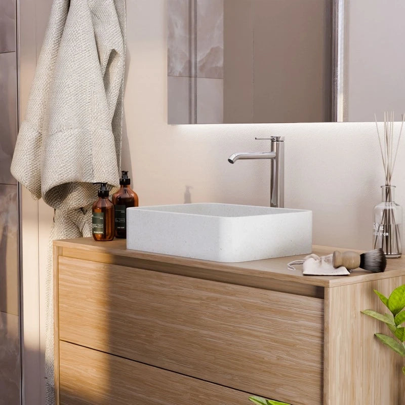 Lavabo da appoggio sabbia rettangolare bianco 406x304x101 mm senza piletta - Sandstone