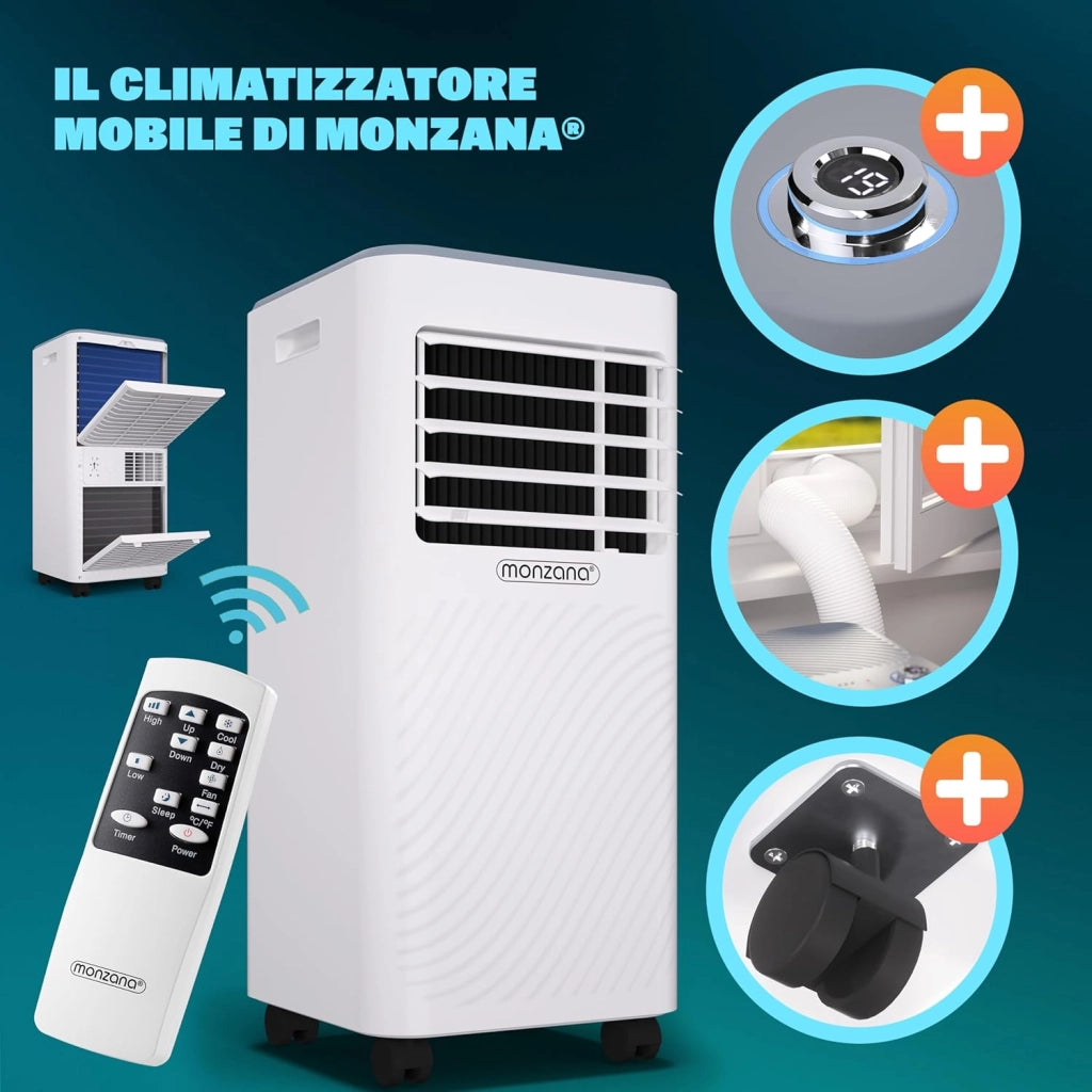 ® Condizionatore d'Aria Mobile 7000BTU 3in1 750W Timer Telecomando Deumidificatore Climatizzatore Raffreddatore