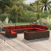 Set Divani da Giardino 13 pz con Cuscini in Polyrattan Marrone cod mxl 37904