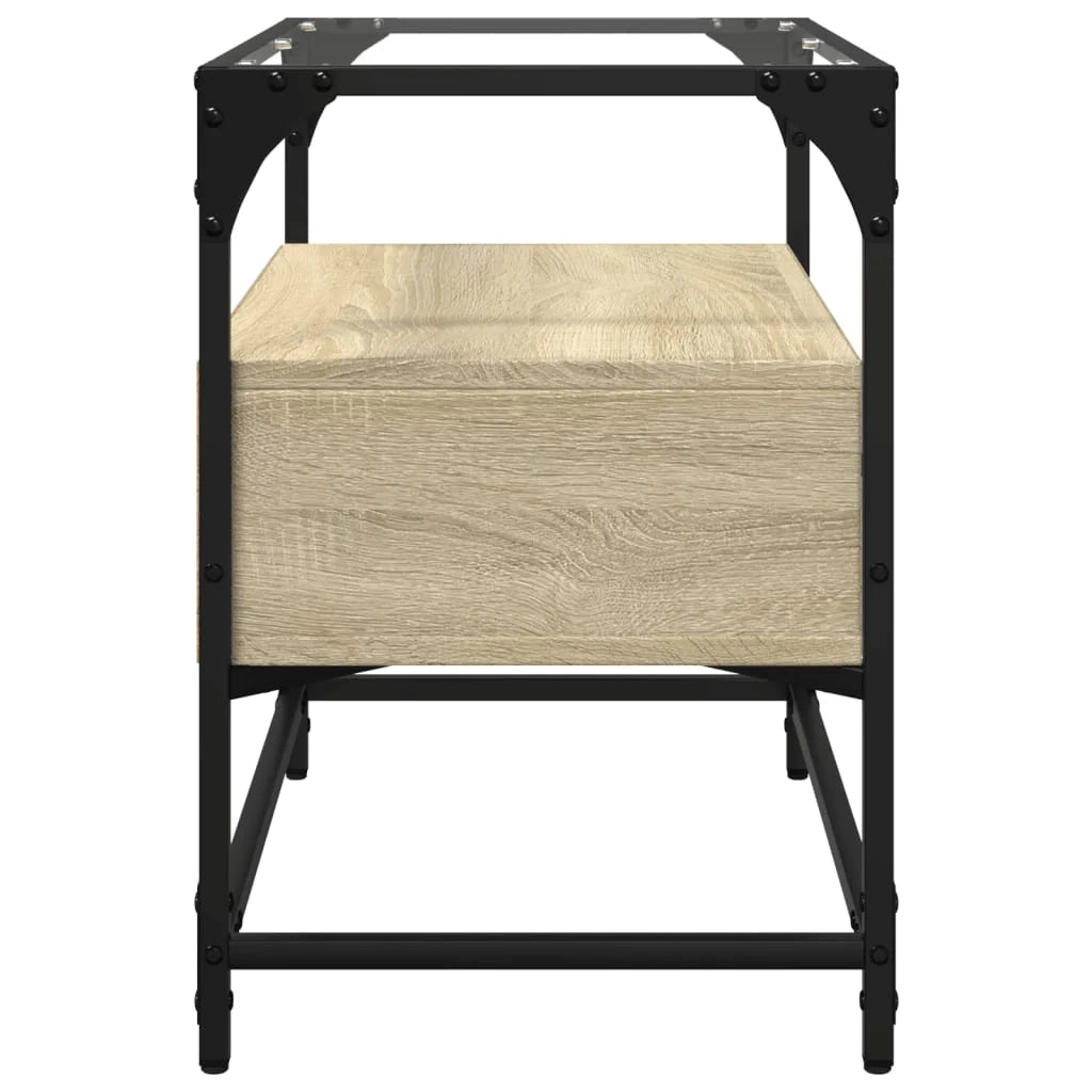 Mobile TV multimediale mensola per TV credenza mobile TV sala da pranzo soggiorno camera da letto con piano in vetro rovere Sonoma legno marrone ingegnerizzato 02_0026422