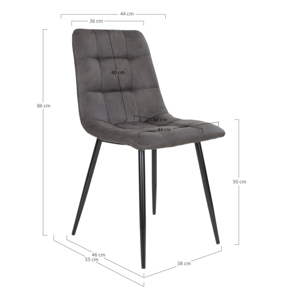 Set di 2 Sedie Middelfart, Grigio, Microfibra, 55x44x86 cm
