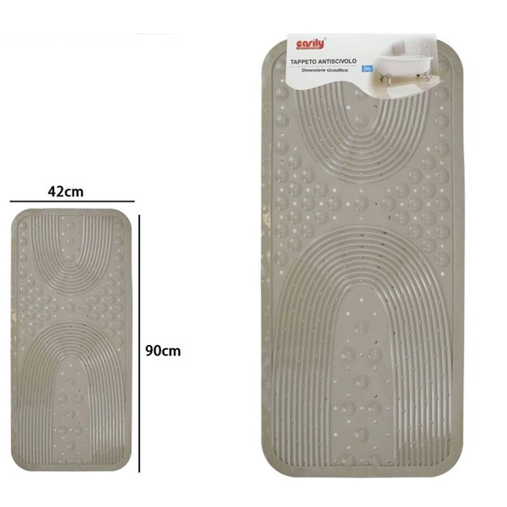 Trade Shop - Tappeto Antiscivolo Per Vasca Da Bagno Doccia Tortora 42x90cm Rettangolare 87554 -