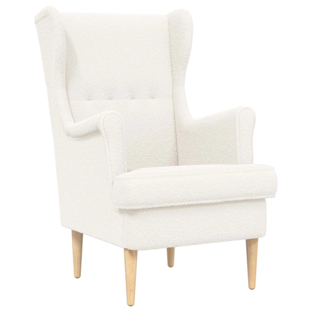 Poltrona con Ottomano 2 pz Crema Bouclé 3418834