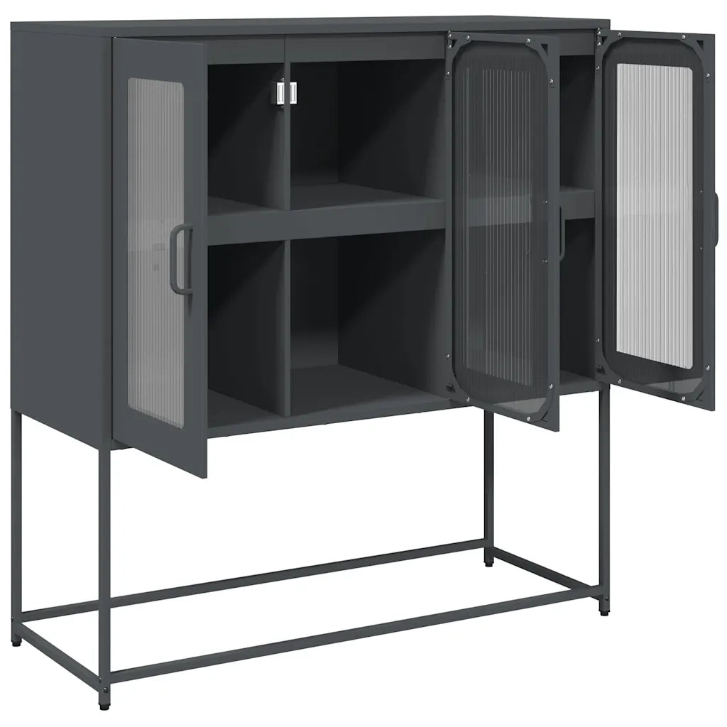 Credenza Antracite 100,5x39x107 cm in Acciaio Laminato a Freddo 853406